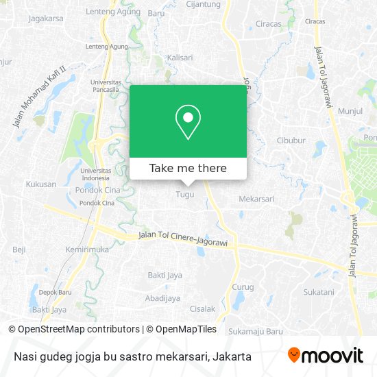 Nasi gudeg jogja bu sastro mekarsari map