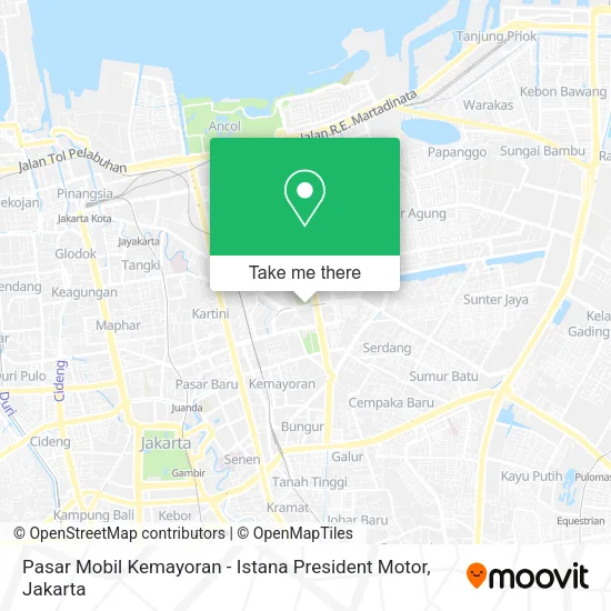 Pasar Mobil Kemayoran - Istana President Motor map