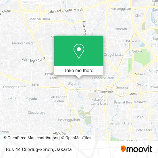 Bus 44 Ciledug-Senen map