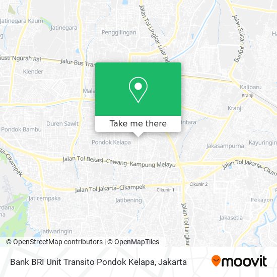 Bank BRI Unit Transito Pondok Kelapa map