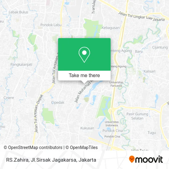 RS.Zahira, Jl.Sirsak Jagakarsa map