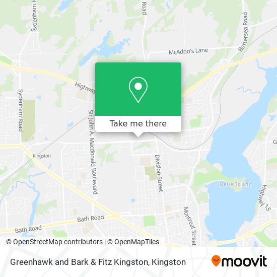Greenhawk and Bark & Fitz Kingston map
