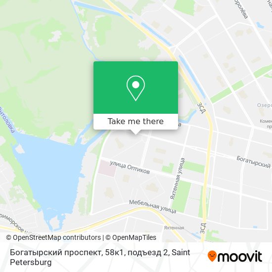 Богатырский проспект, 58к1, подъезд 2 map