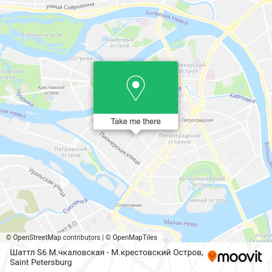 Шаттл S6 М.чкаловская - М.крестовский Остров map