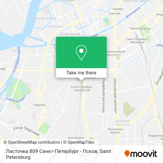 Ласточка 809 Санкт-Петербург - Псков map