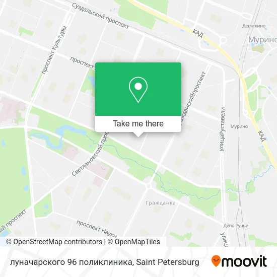 луначарского 96 поликлиника map