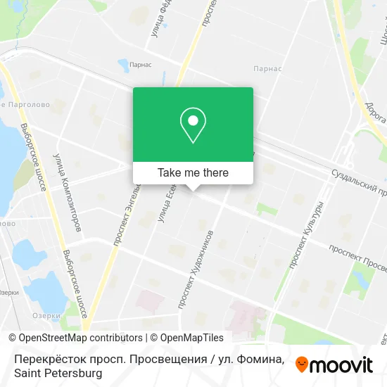 Перекрёсток просп. Просвещения / ул. Фомина map