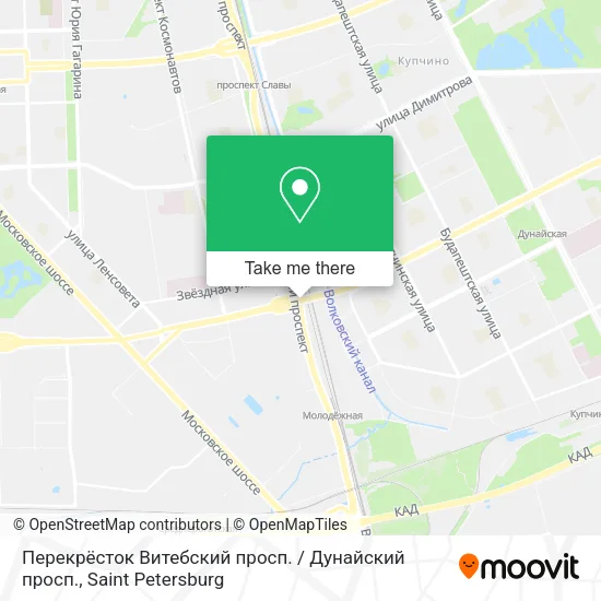 Перекрёсток Витебский просп. / Дунайский просп. map