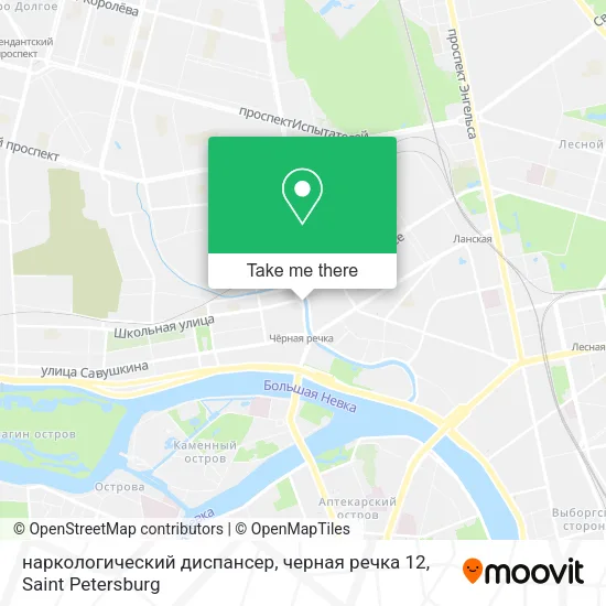 наркологический диспансер, черная речка 12 map