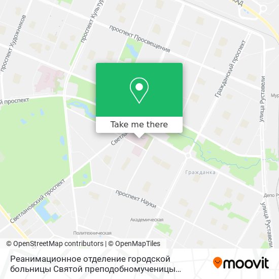 Реанимационное отделение городской больницы Святой преподобномученицы Елизаветы map