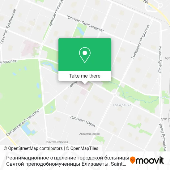 Реанимационное отделение городской больницы Святой преподобномученицы Елизаветы map
