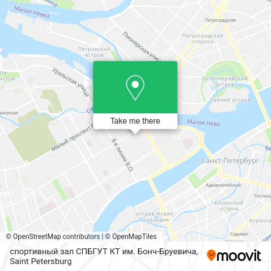 спортивный зал СПБГУТ КТ им. Бонч-Бруевича map