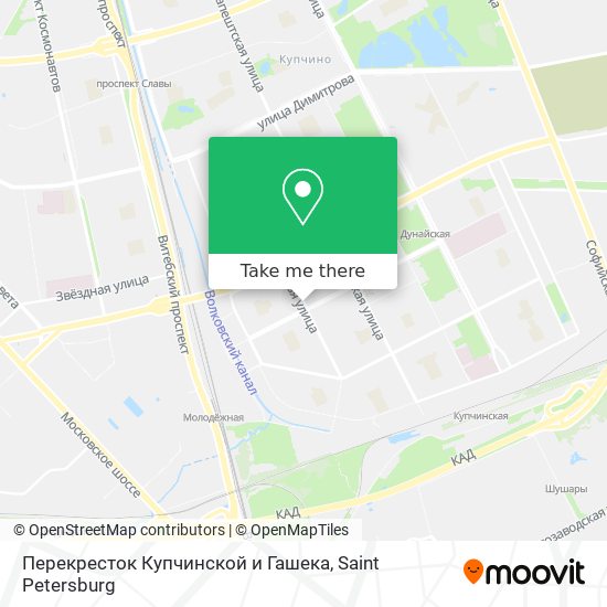 Перекресток Купчинской и Гашека map
