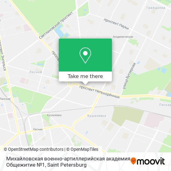 Михайловская военно-артиллерийская академия Общежитие №1 map