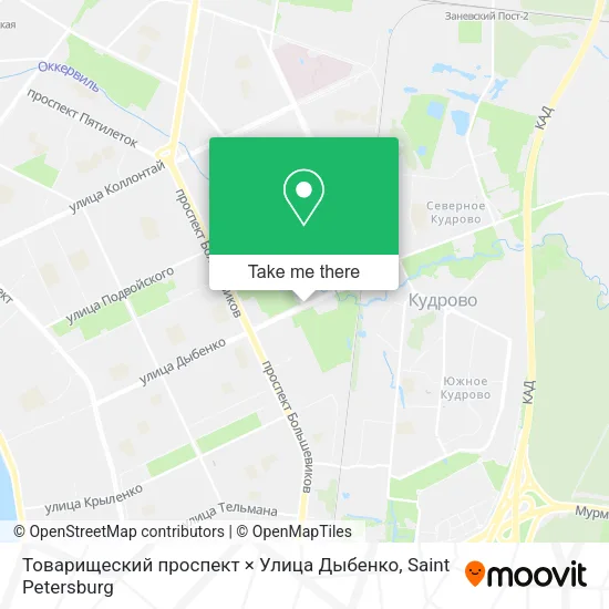 Товарищеский проспект × Улица Дыбенко map