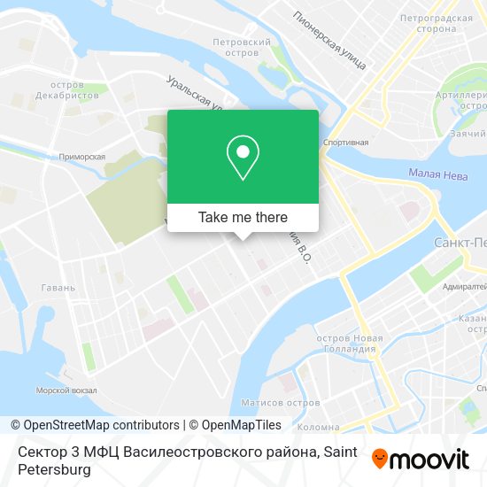 Сектор 3 МФЦ Василеостровского района map