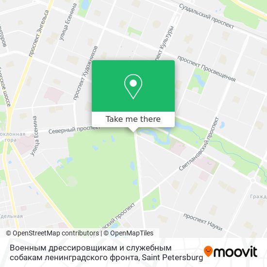 Военным дрессировщикам и служебным собакам ленинградского фронта map