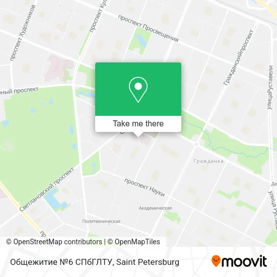 Общежитие №6 СПбГЛТУ map