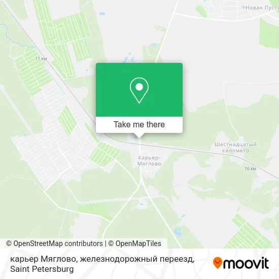 карьер Мяглово, железнодорожный переезд map