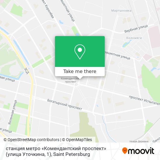 станция метро «Комендантский проспект» (улица Уточкина, 1) map