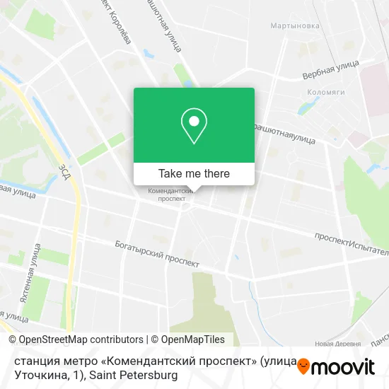 станция метро «Комендантский проспект» (улица Уточкина, 1) map