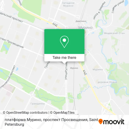 платформа Мурино, проспект Просвещения map