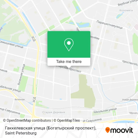 Гаккелевская улица (Богатырский проспект) map