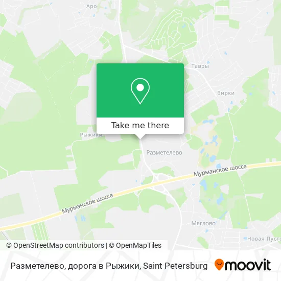 Разметелево, дорога в Рыжики map