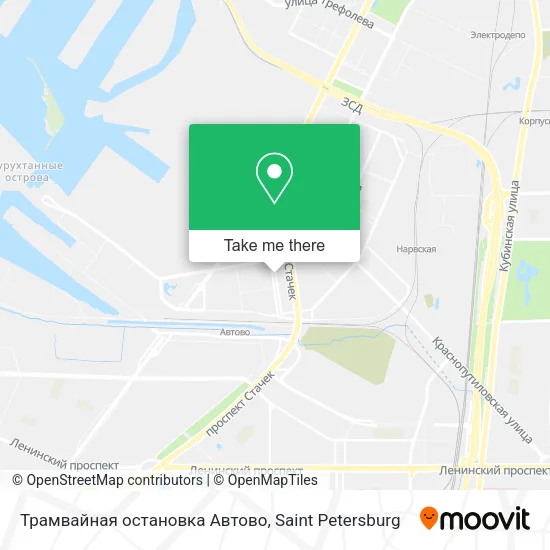 Трамвайная остановка  Автово map