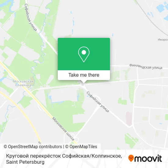 Круговой перекрёсток Софийская / Колпинское map