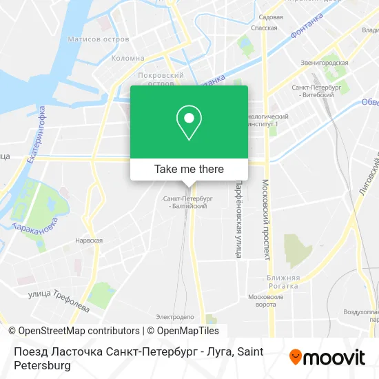 Поезд  Ласточка  Санкт-Петербург - Луга map