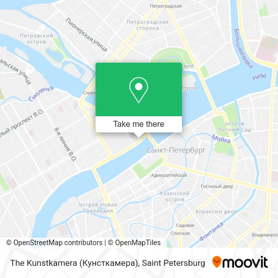 The Kunstkamera (Кунсткамера) map