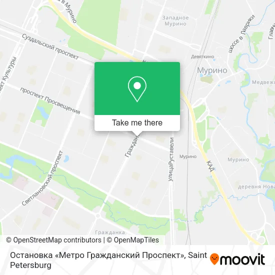Остановка «Метро Гражданский Проспект» map