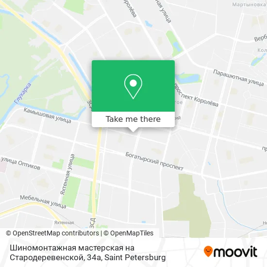 Шиномонтажная мастерская на Стародеревенской, 34а map
