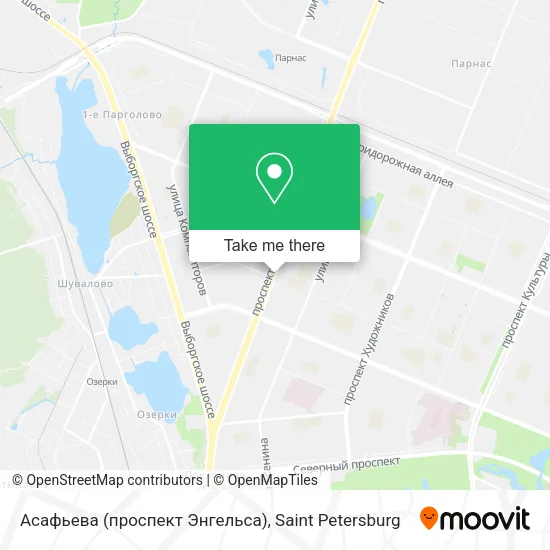 Асафьева (проспект Энгельса) map