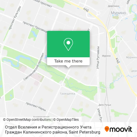 Отдел Вселения и Регистрационного Учета Граждан Калининского района map