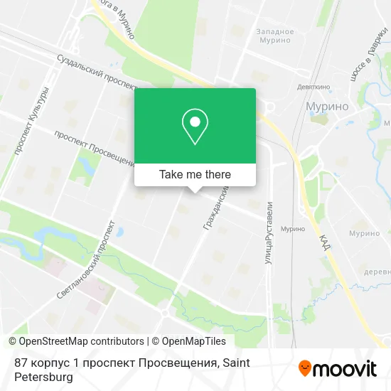 87 корпус 1 проспект Просвещения map