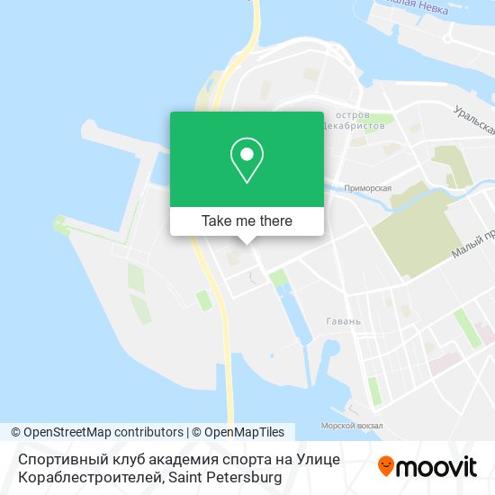 Спортивный клуб академия спорта на Улице Кораблестроителей map