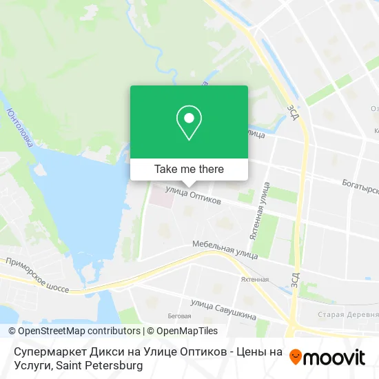 Супермаркет Дикси на Улице Оптиков - Цены на Услуги map