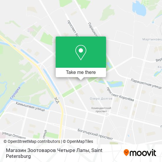 Магазин Зоотоваров Четыре Лапы map