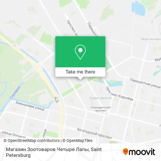 Магазин Зоотоваров Четыре Лапы map