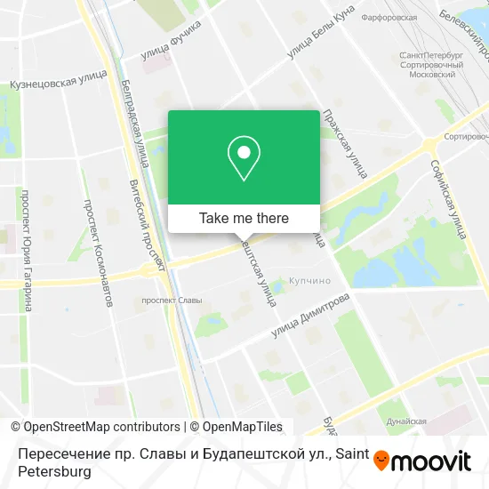 Пересечение пр. Славы и Будапештской ул. map