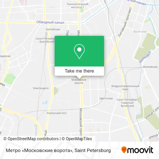 Метро «Московские ворота» map