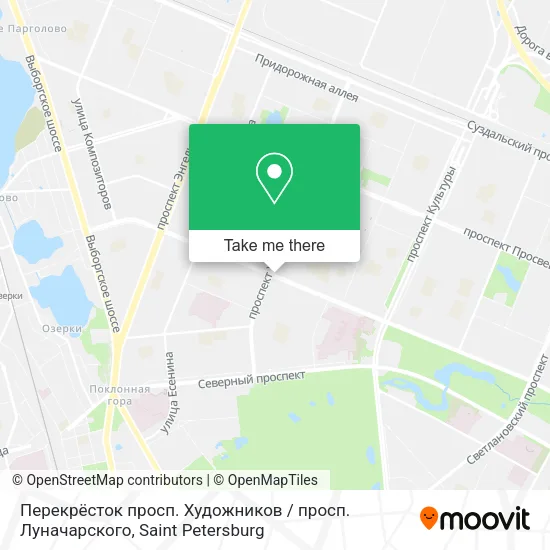 Перекрёсток просп. Художников / просп. Луначарского map