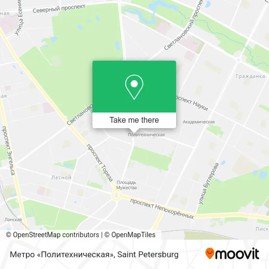 Метро «Политехническая» map