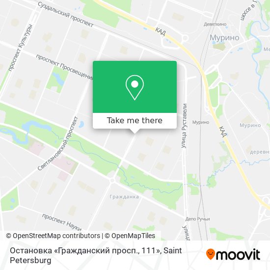 Остановка «Гражданский просп., 111» map