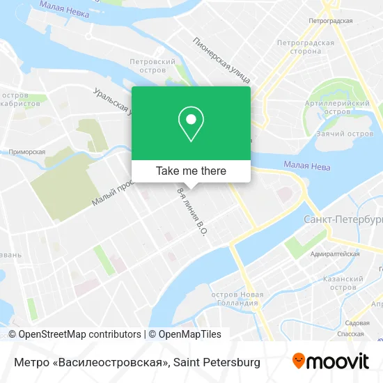 Метро «Василеостровская» map