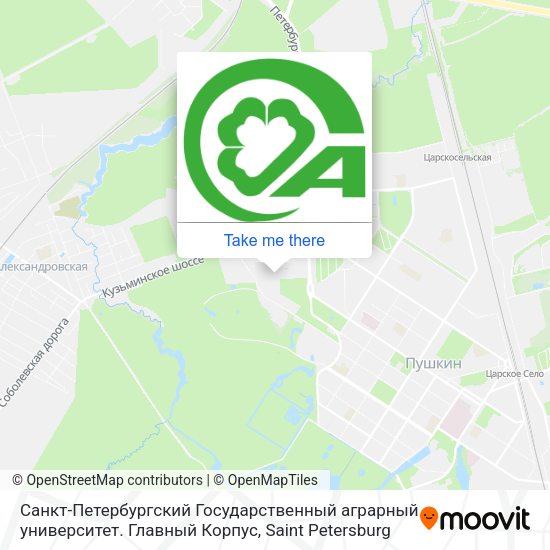 Санкт-Петербургский Государственный аграрный университет.  Главный Корпус map