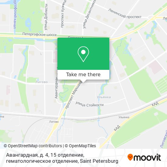 Авангардная, д. 4, 15 отделение, гематологическое отделение map