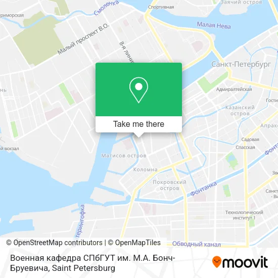 Военная кафедра СПбГУТ им. М.А. Бонч-Бруевича map
